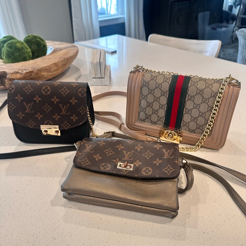 Gucci and LV  Beige and Brown Crossbody Bag